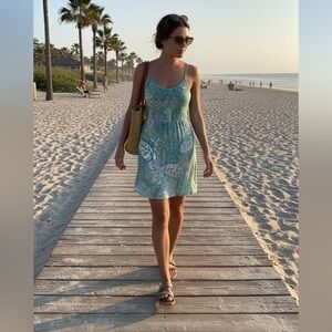 Pink Box: Beachy Blue Paisley Dress